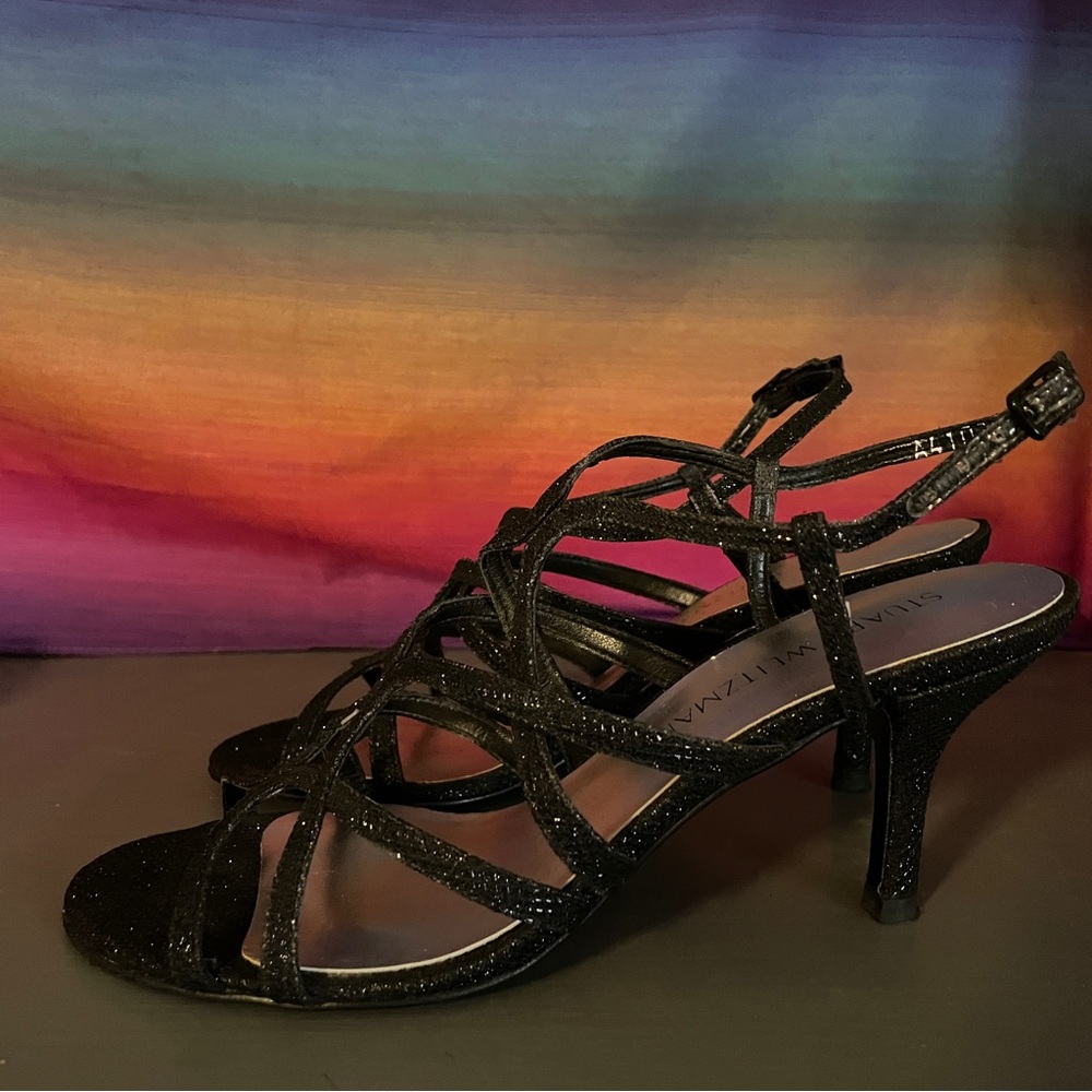 Stuart Weitzman Turning Up Pyrite Nocturn Strappy Slingback Heels 7M